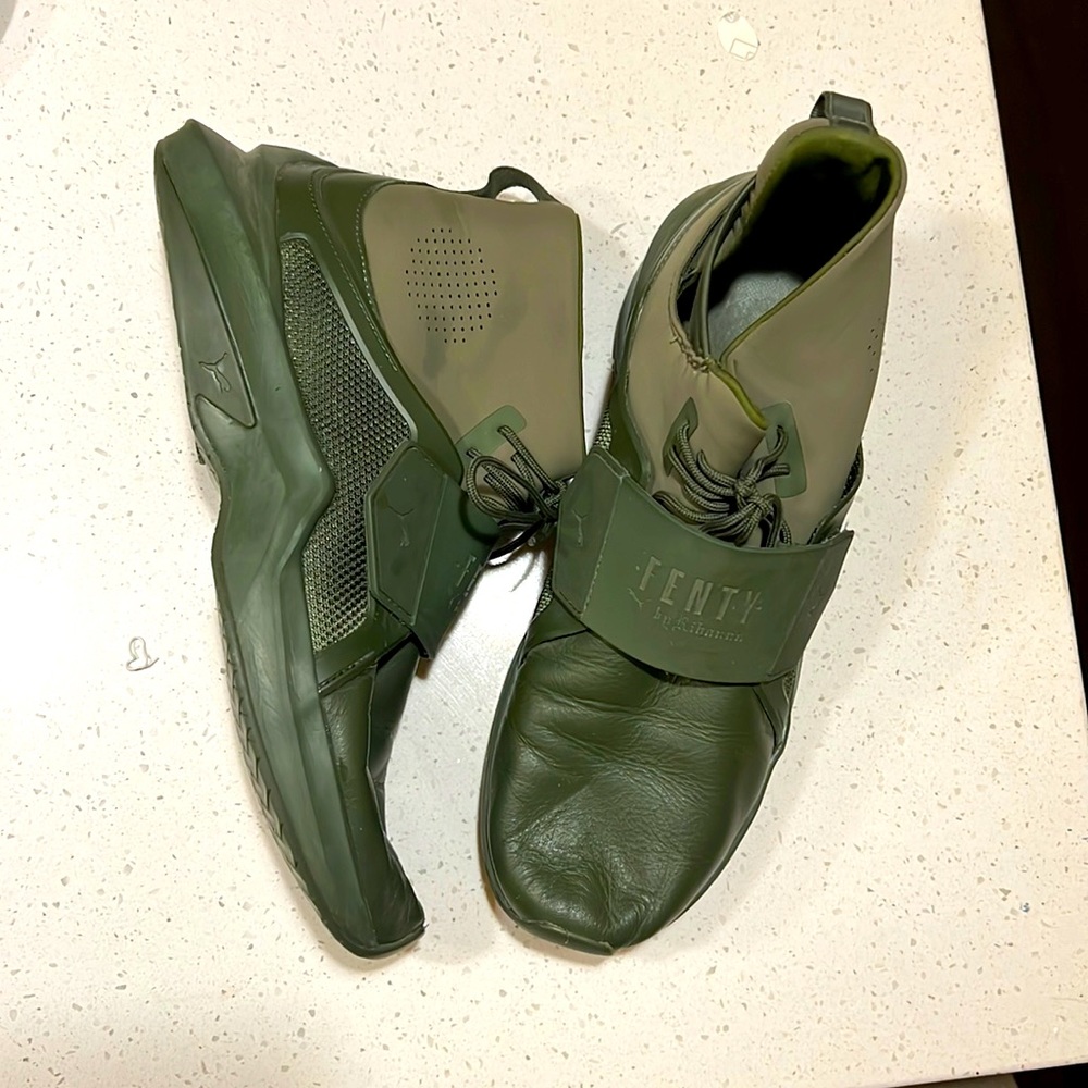 Mens green Fenty shoes.